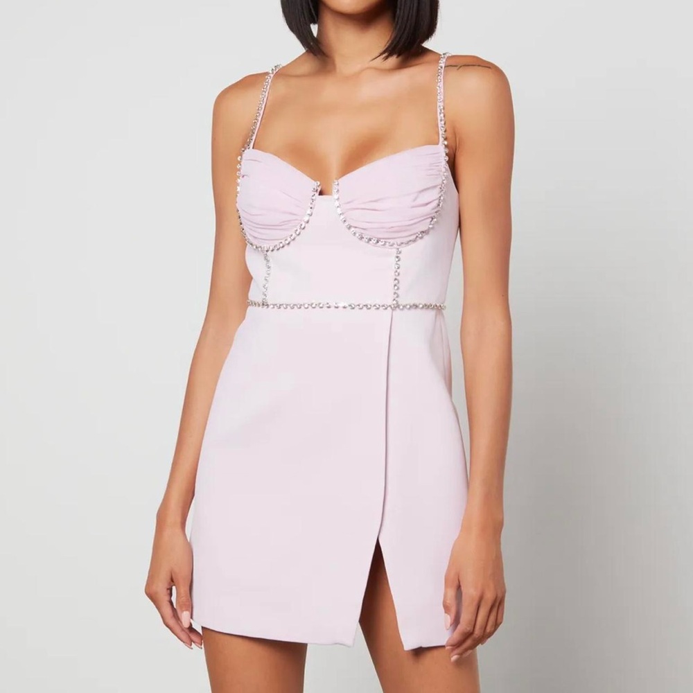 Self-Portrait Light Pink Embellished Mini Dress
